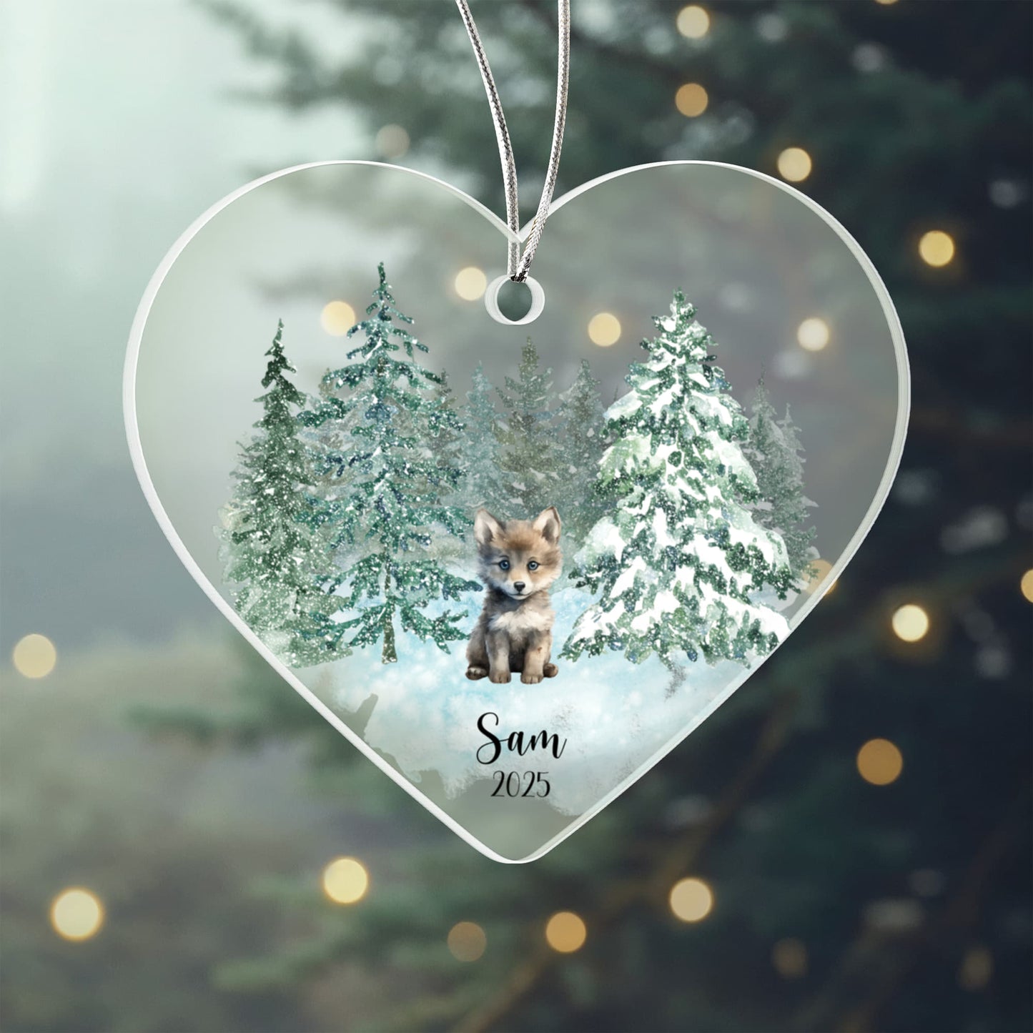 Woodland Animals Acrylic Heart Ornament