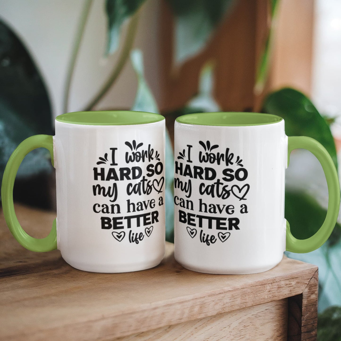 Cat Lover Color Accent Coffee Mug for Office Coworker  - 7 Colors