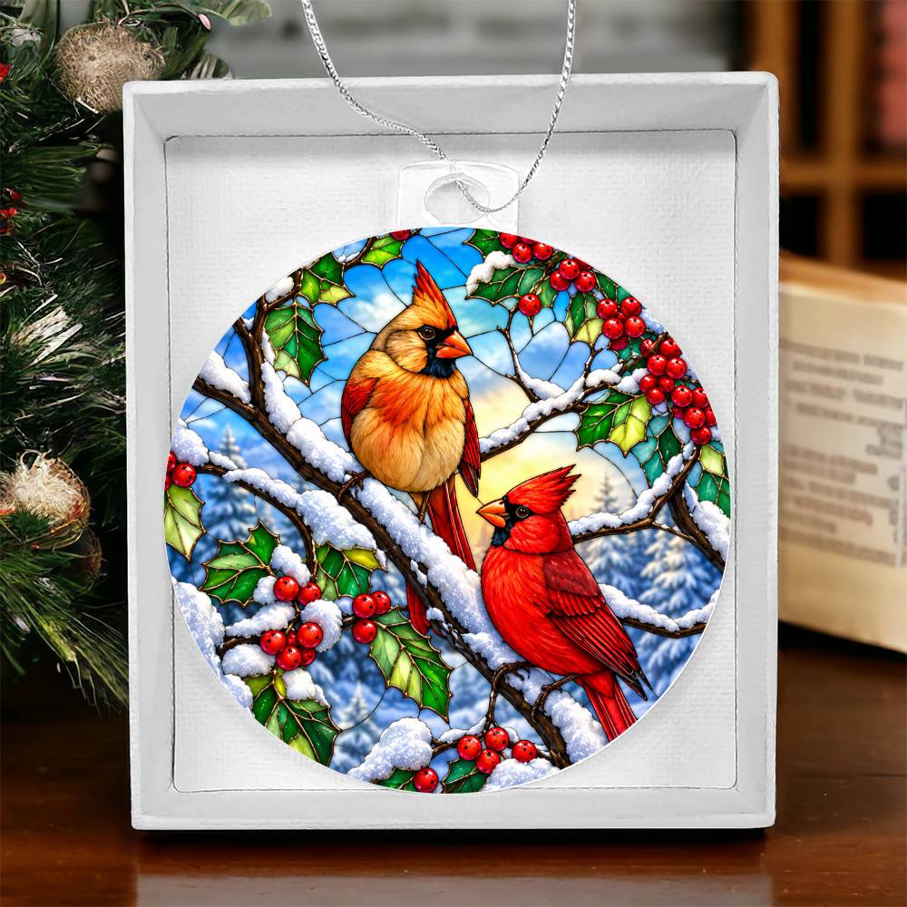 Cardinal Stained Glass Ornament