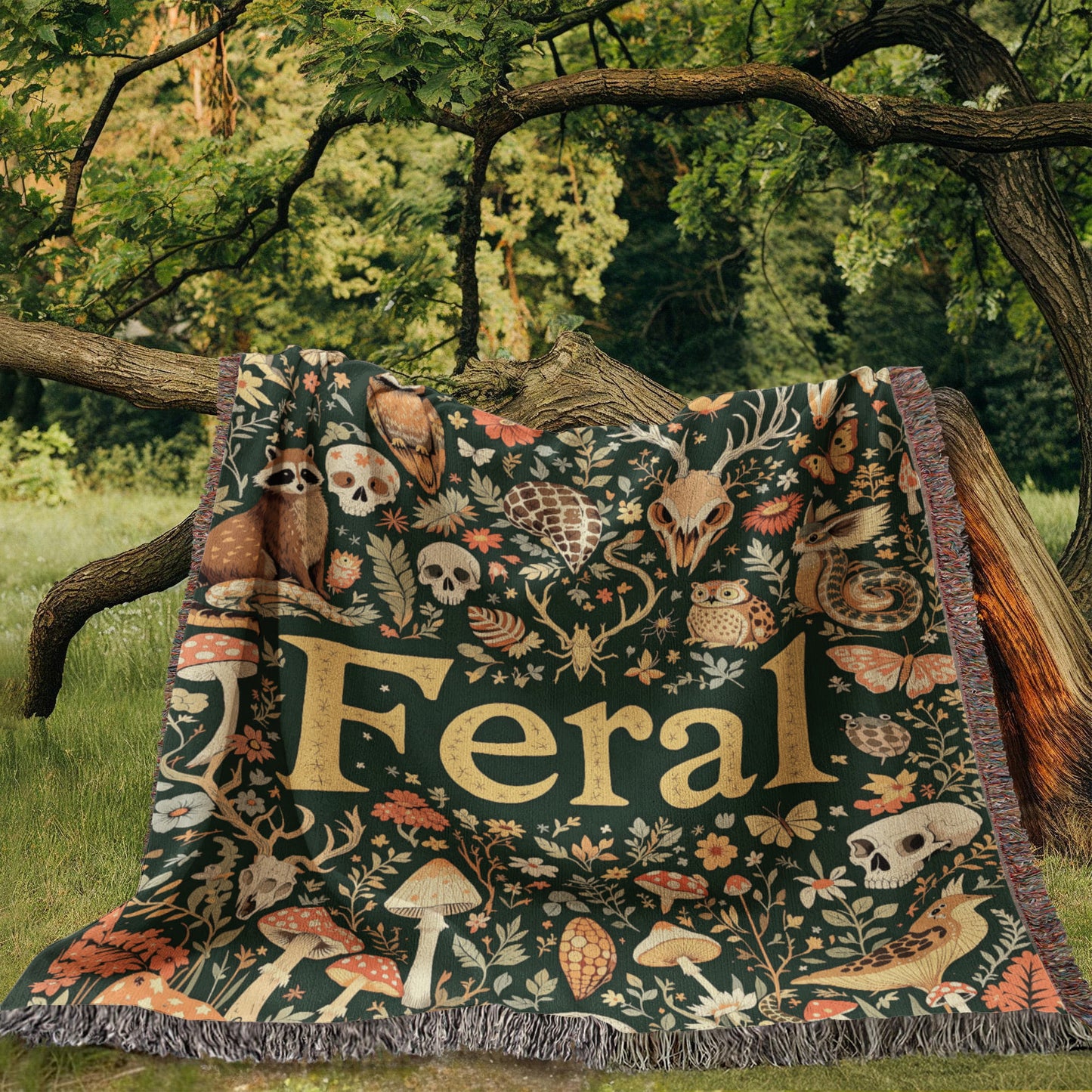 Wildlife Floral Woven Blanket-[Heartfelt Family Gift]