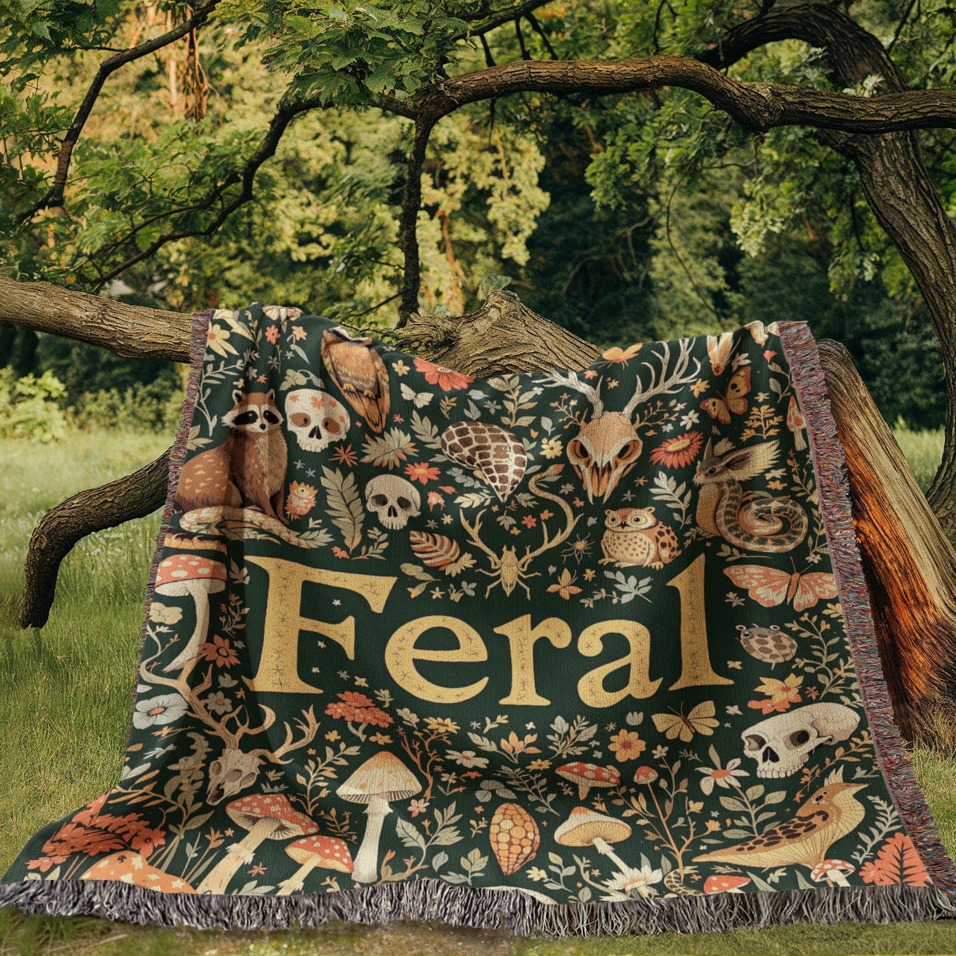 Wildlife Floral Woven Blanket-[Heartfelt Family Gift]