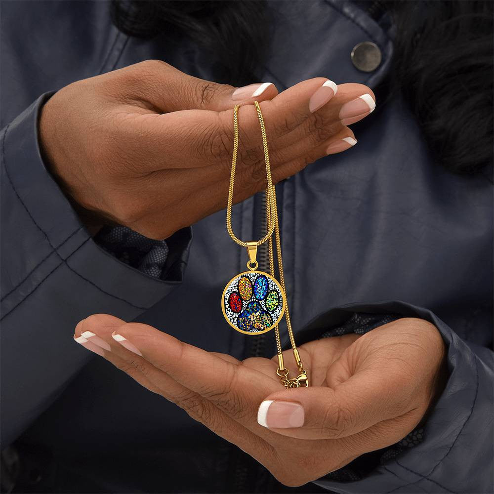 Paw Print Rainbow Bridge Pendant Necklace-[Heartfelt Family Gift]