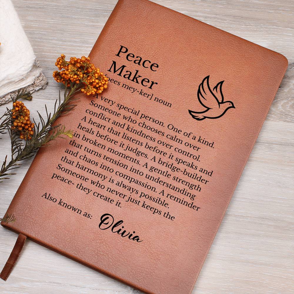 Peace Maker Journal, Mindfulness Diary, Personalized Notebook, Gift for Writers, Inspirational Journal, Custom Diary