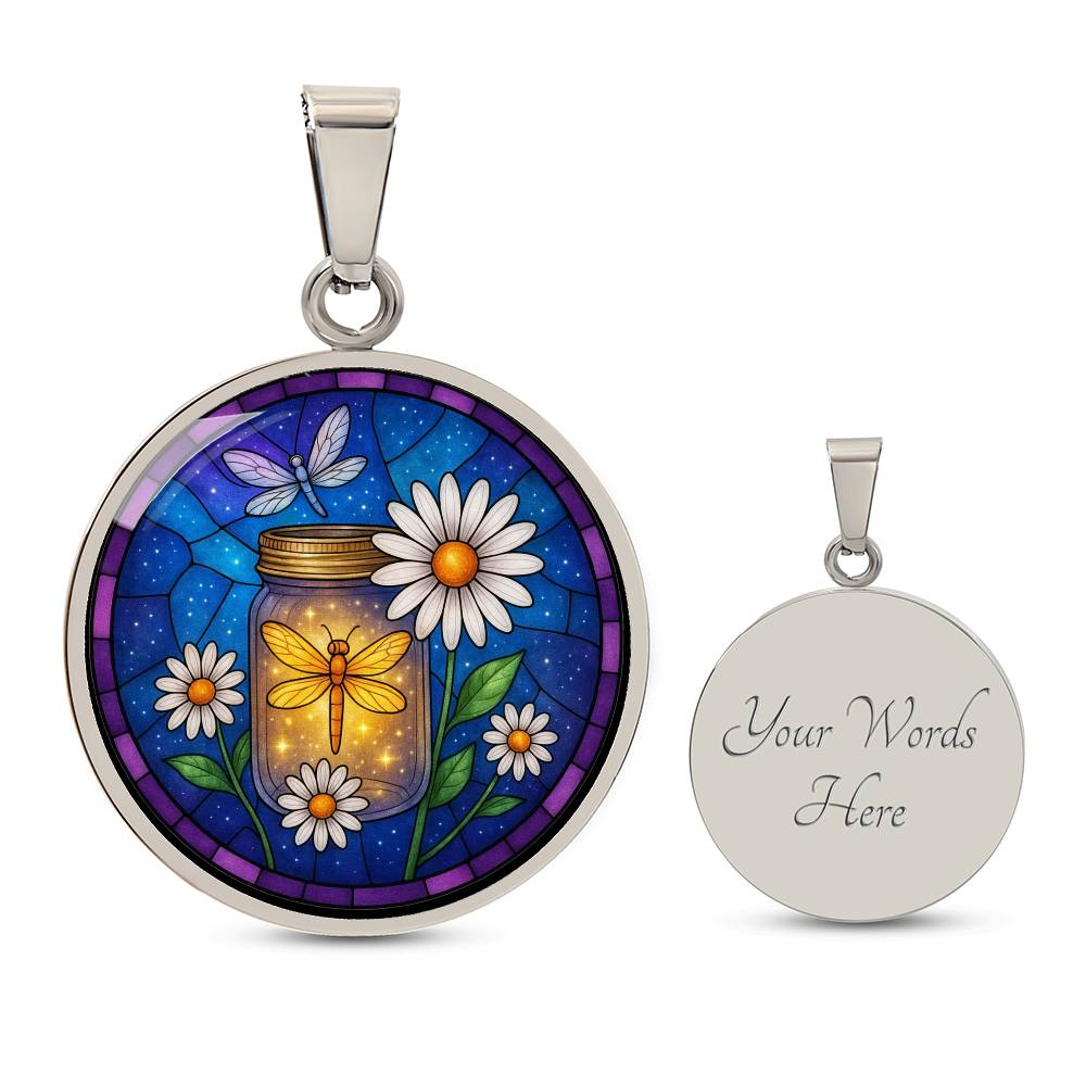 Dragonfy Floral Necklace with Engraving