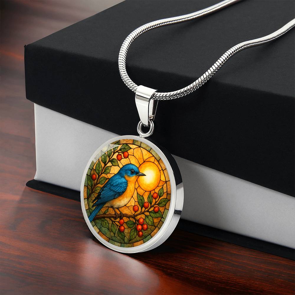 Bluebird Floral Necklace with Engraving
