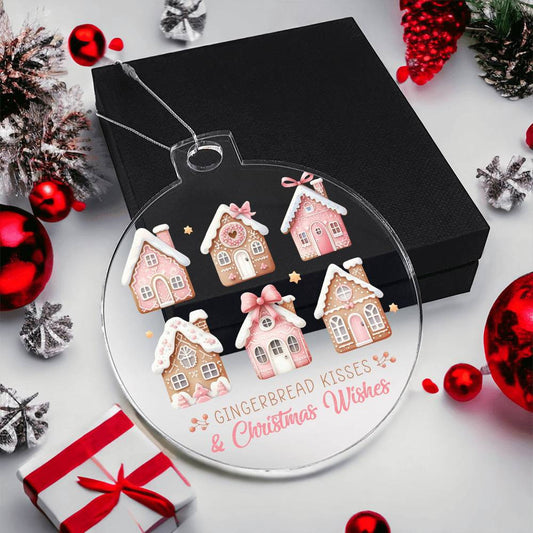 Pink Gingerbread Wishes Acrylic Christmas Ornament-[Heartfelt Family Gift]