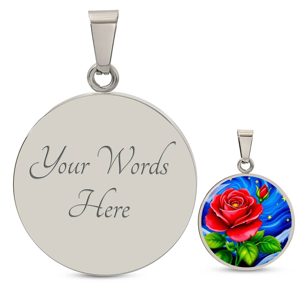 Rose Starry Sky Engraved Pendant Necklace