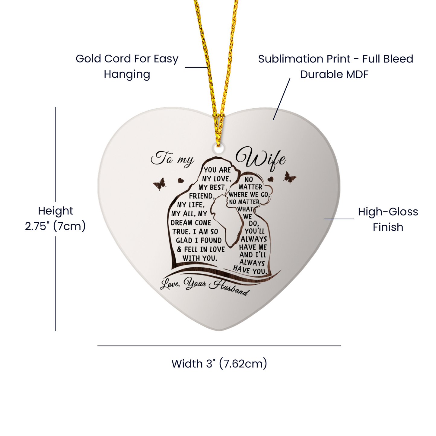 Wife Gloss heart Ornament-[Heartfelt Family Gift]