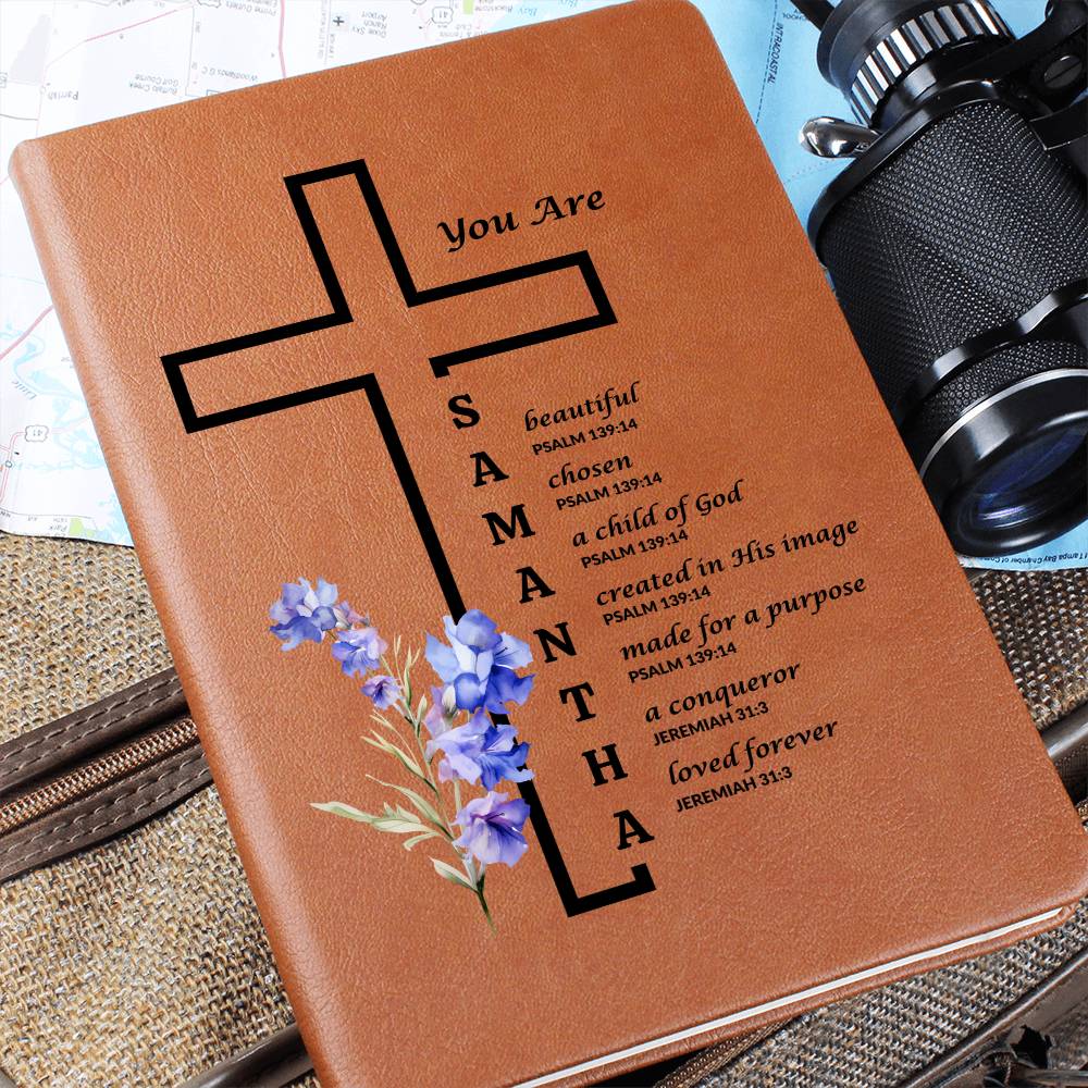 Vegan Leather Journal with Personalized Birth Flowe