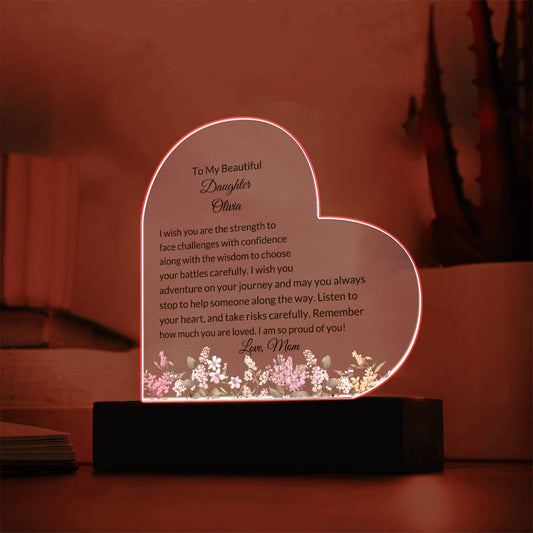 Daughter Personalized LED  Heart Plaque