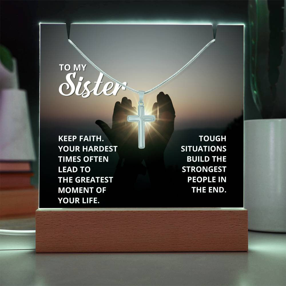 Faith in Hard Times Religious Plaque & Cross Gift Set-[Heartfelt Family Gift]