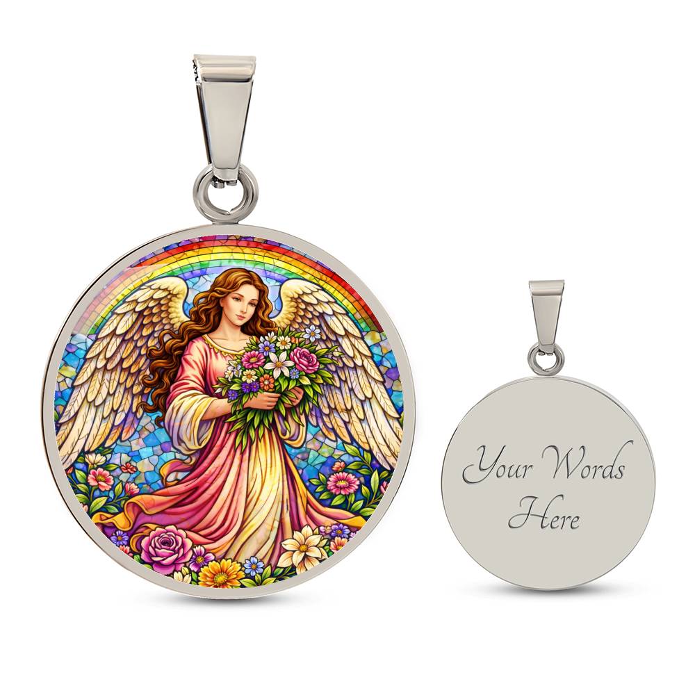 Floral Angel Personalized Engraved Necklace Bracelet or Keychain