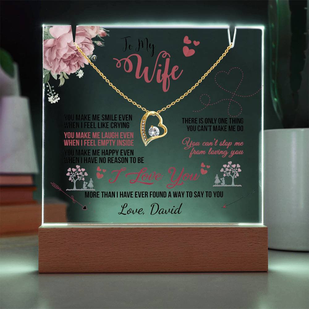 Wife Keepsake LED Acrylic Heart Necklace & Plaque-[Heartfelt Family Gift]