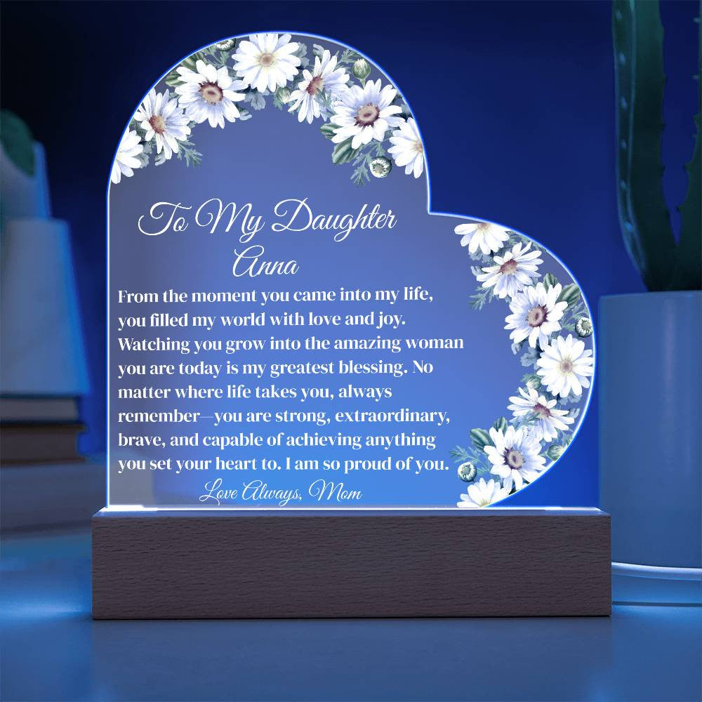 Personalized Daughter Lighted Acrylic Heart Plaque