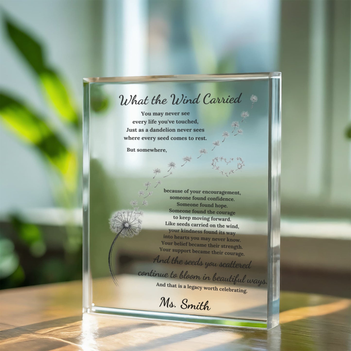 Dandelion Thank You Plaque
