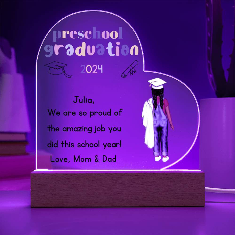 Preschool Graduation Acrylic Heart Plaque-[Heartfelt Family Gift]