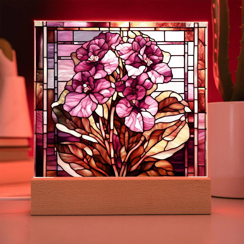 African Violet Lighted Plaque-[Heartfelt Family Gift]