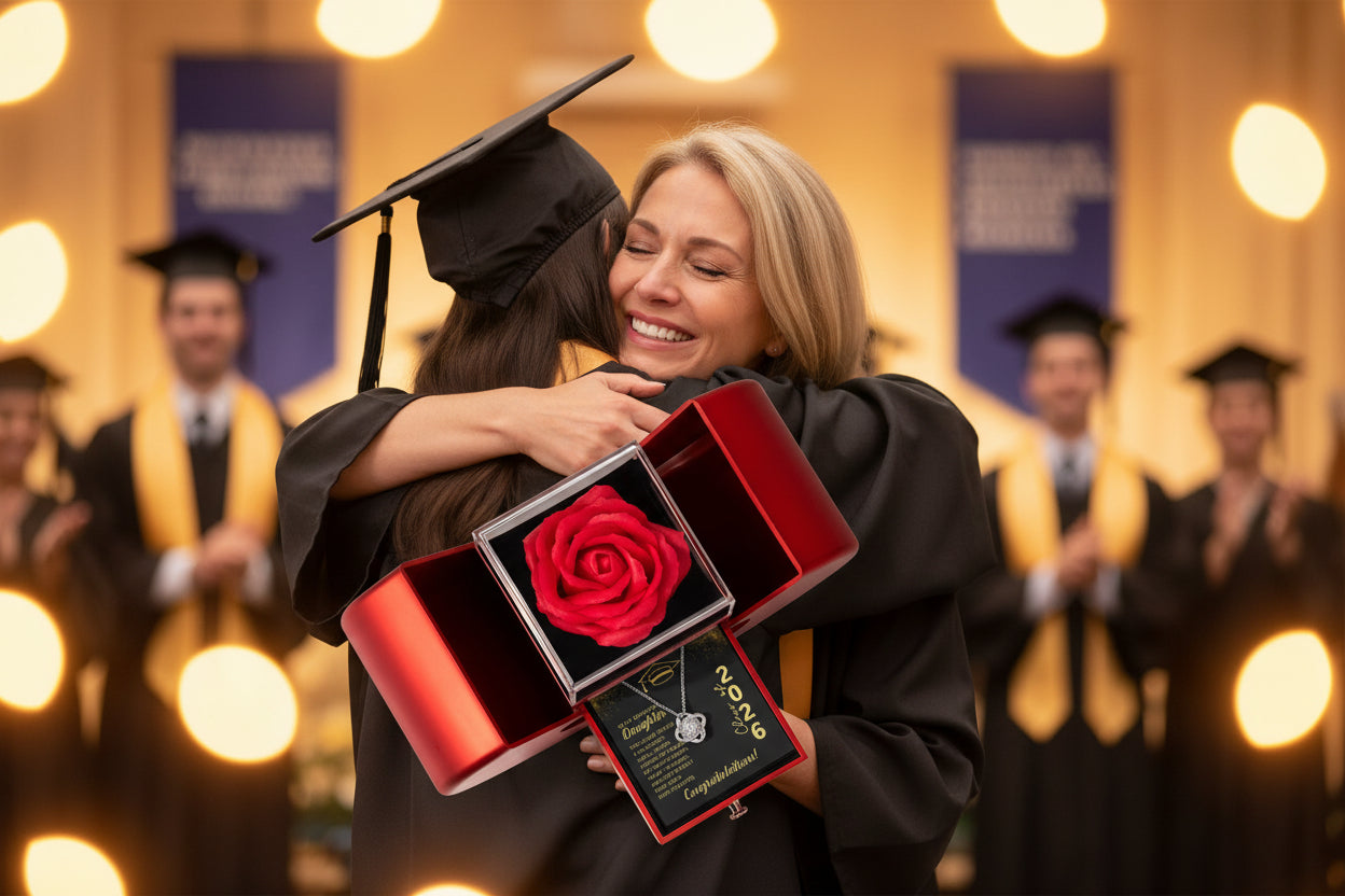 Class of 2026 Graduation Necklace Rose Gift Box Set