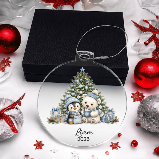 Polar Bear Penguin Kids Christmas Ornament