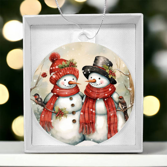 Snowmen Acrylic Christmas Ornament-[Heartfelt Family Gift]