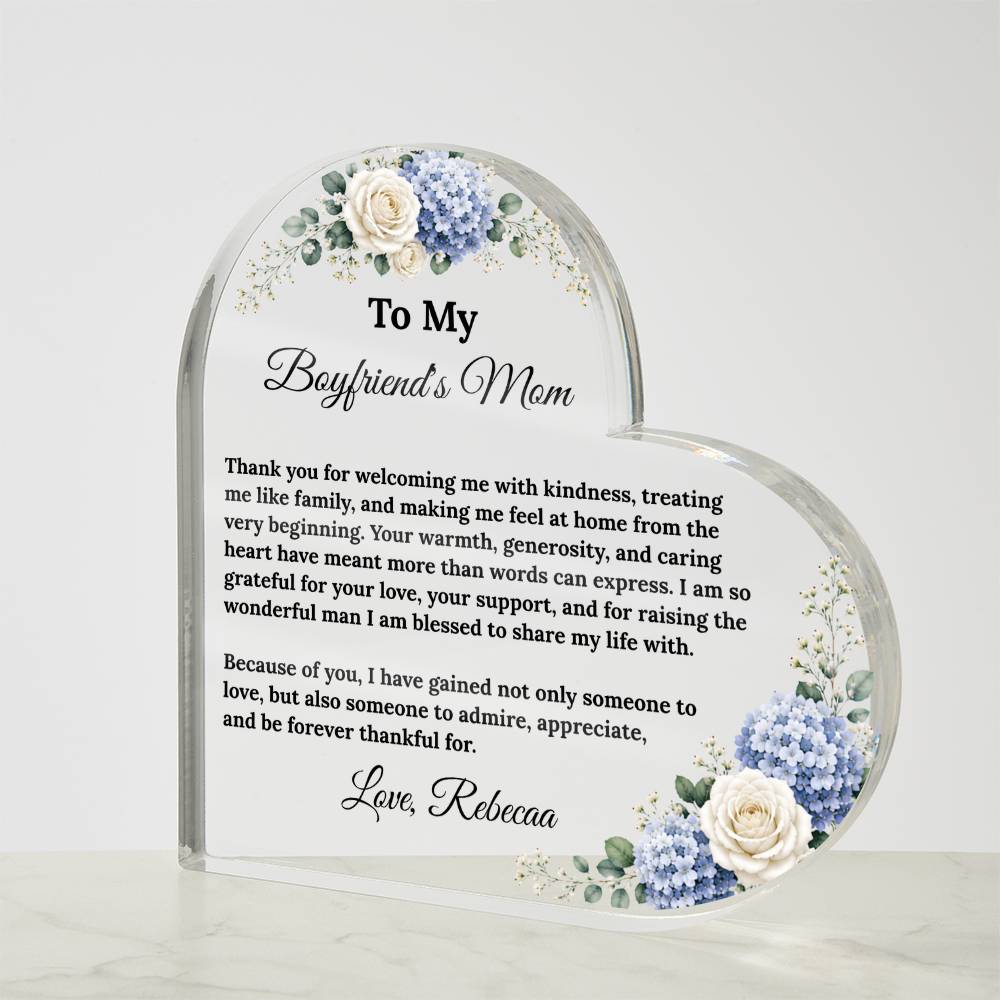 Boyfriend's Mom Heart Plaque Gift