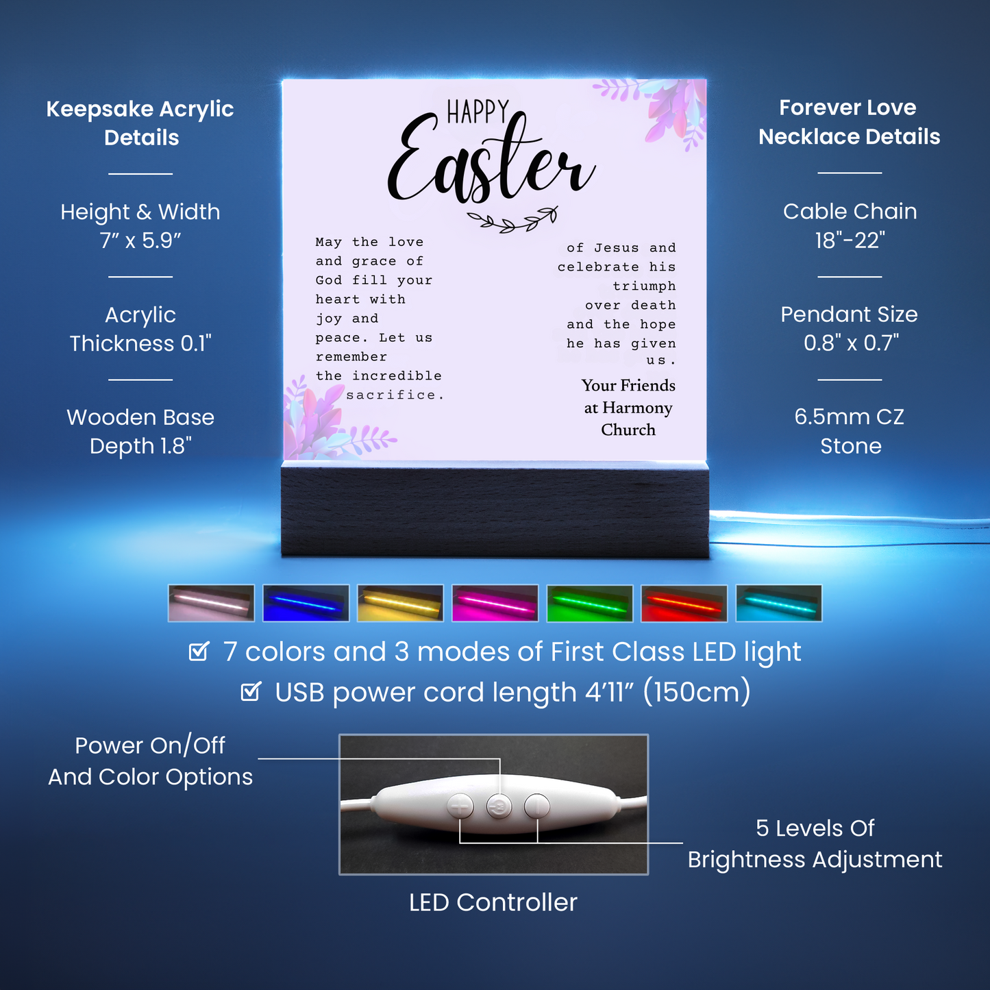 Easter Gift - Cross Necklace & Easter Sign Gift Bundle