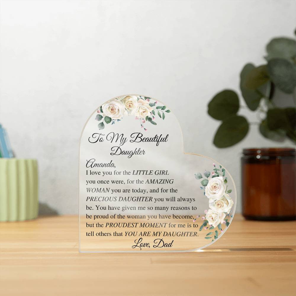 Daughter Acrylic Heart Plaque-[Heartfelt Family Gift]