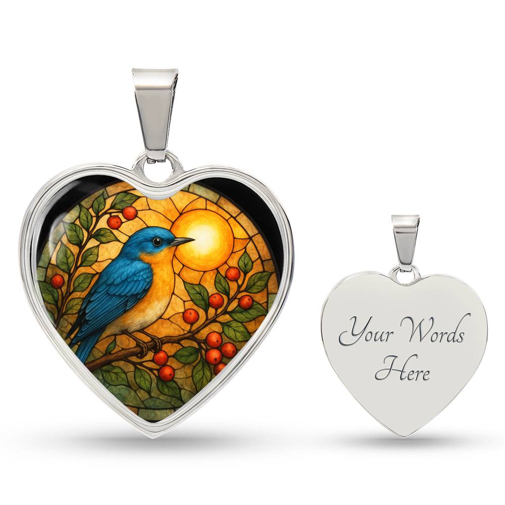 Bluebird Floral Necklace with Engraving