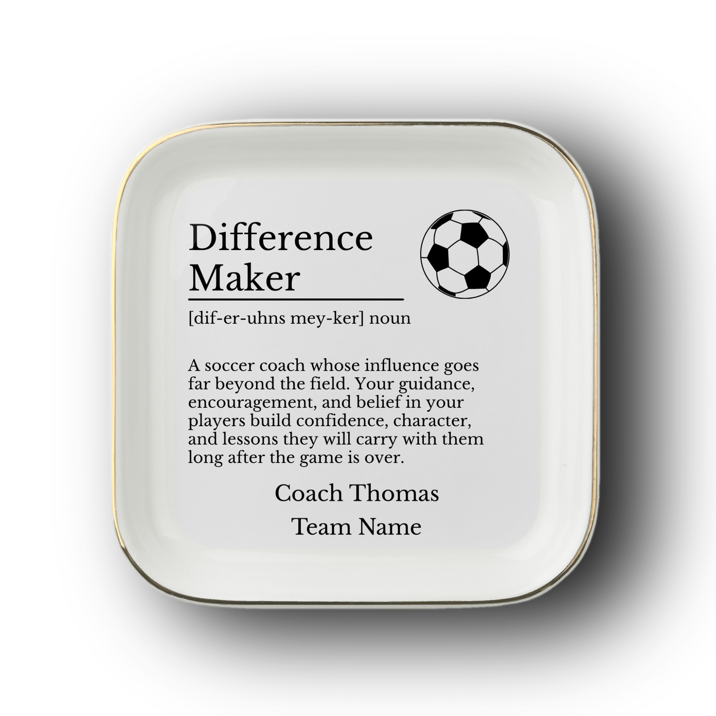 Soccer Coach Jewelry Dish Trinket Tray