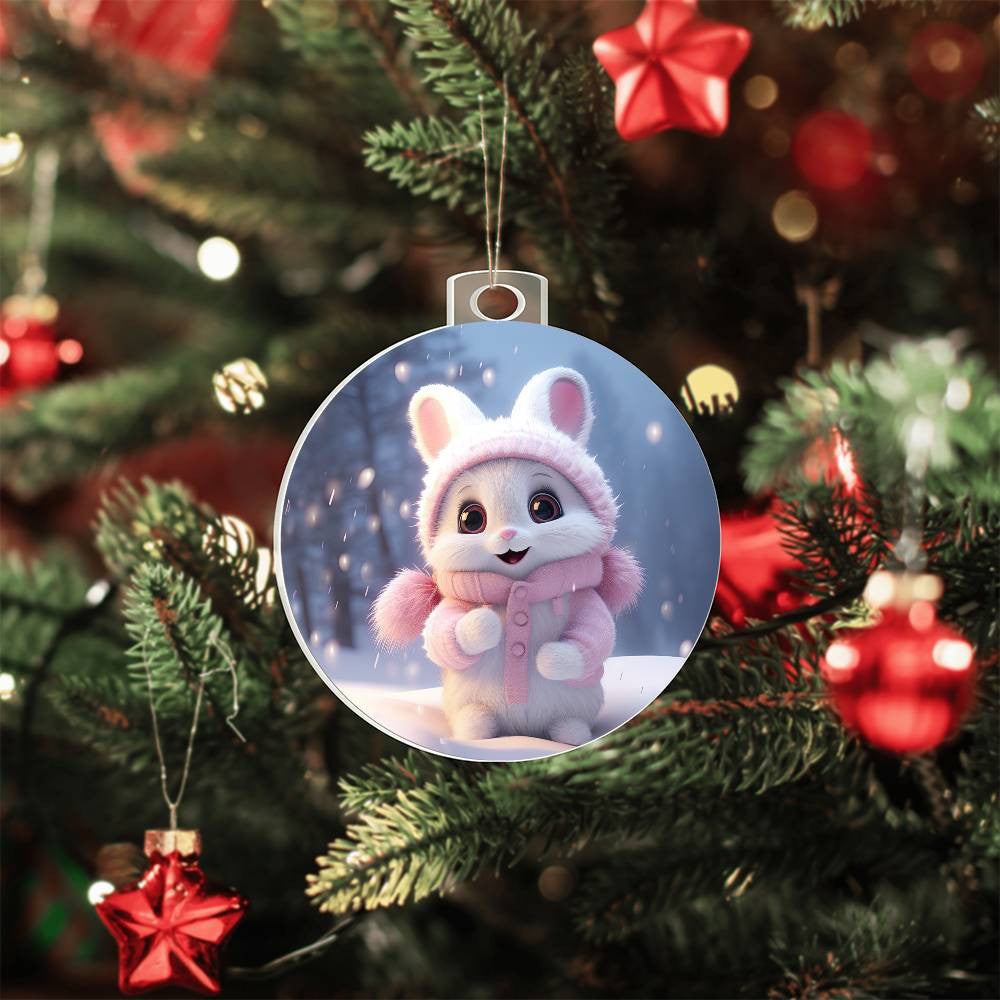 Bunny Acrylic Christmas Ornament-[Heartfelt Family Gift]