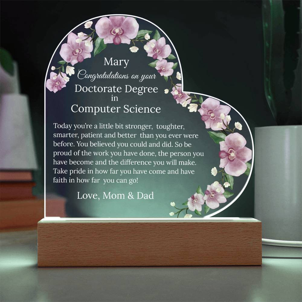 Personalized Doctorate Degree Graduation Plaque