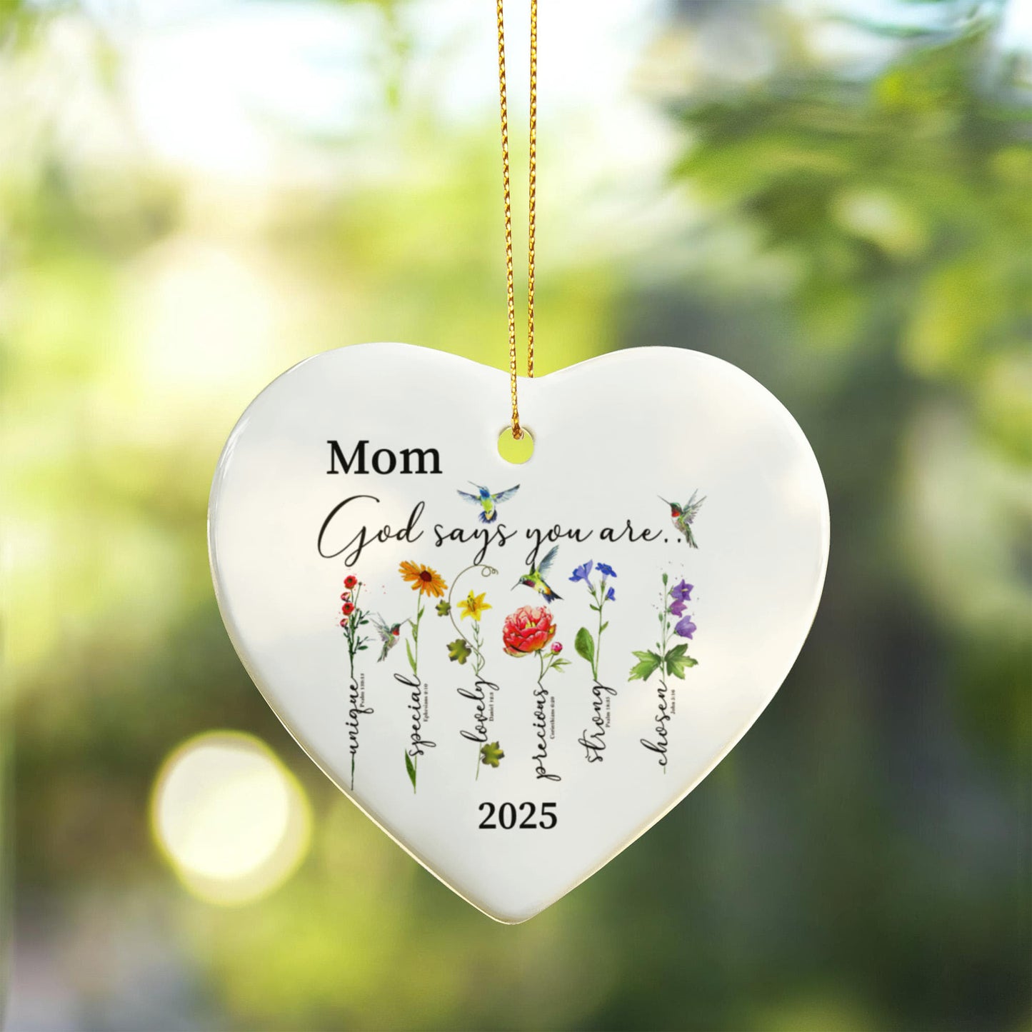 Mom Ceramic Heart Ornament