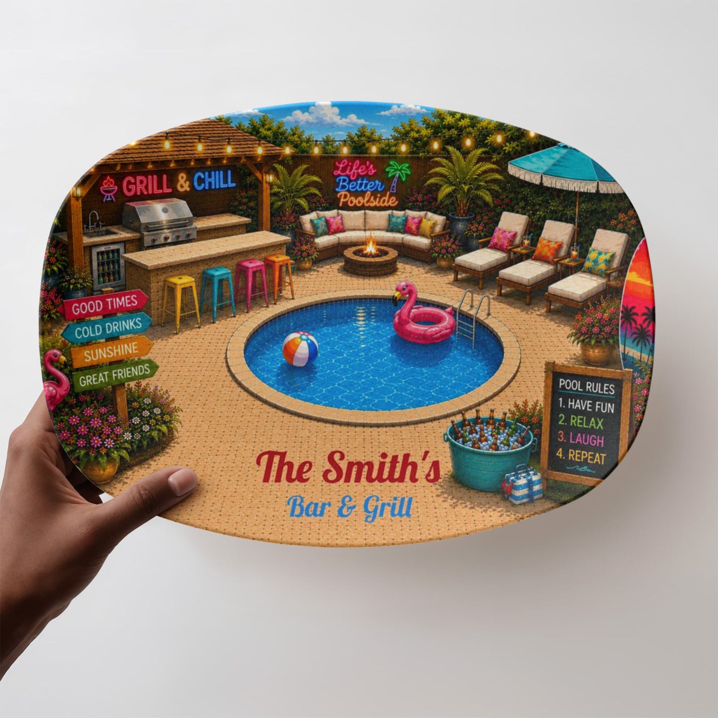 Personalized Backyard Pool & Patio Serving Tray