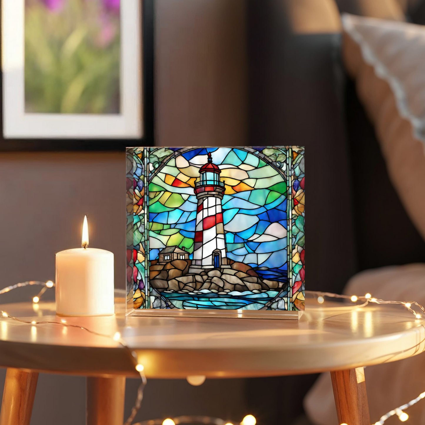 Lighthouse Stained Glass Acrylic Decor