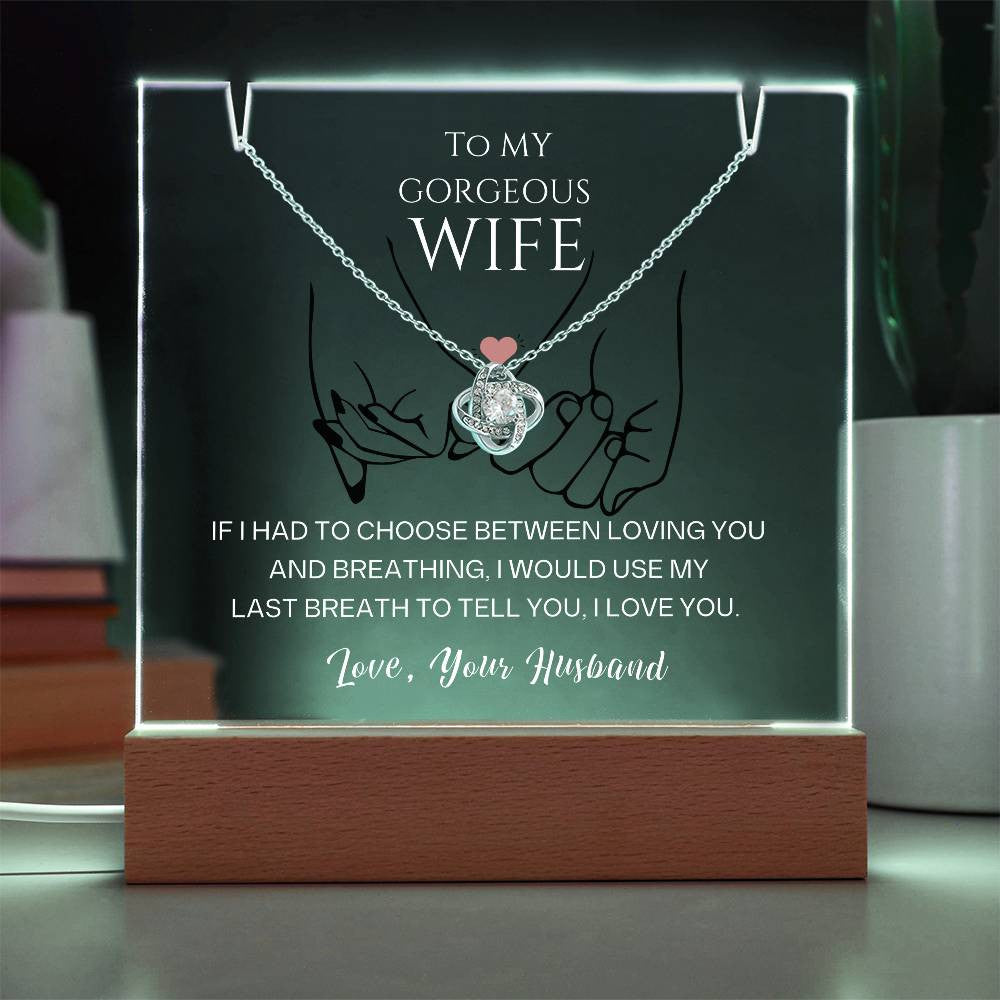 Wife Acrylic Love Knot necklace Gift Set-[Heartfelt Family Gift]