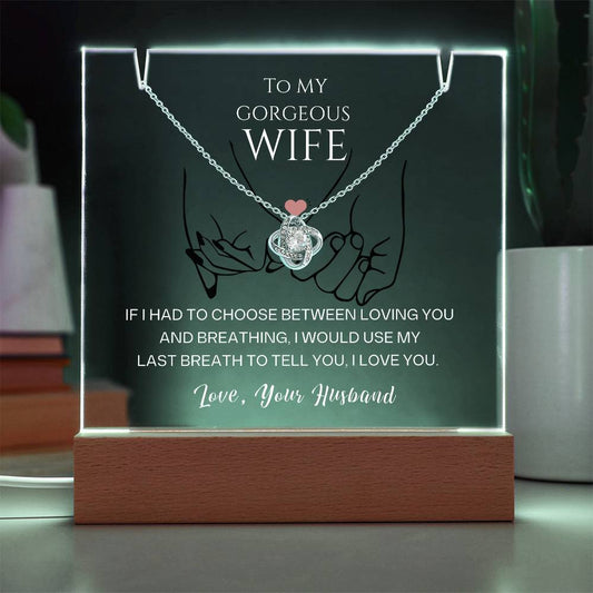 Wife Acrylic Love Knot necklace Gift Set-[Heartfelt Family Gift]