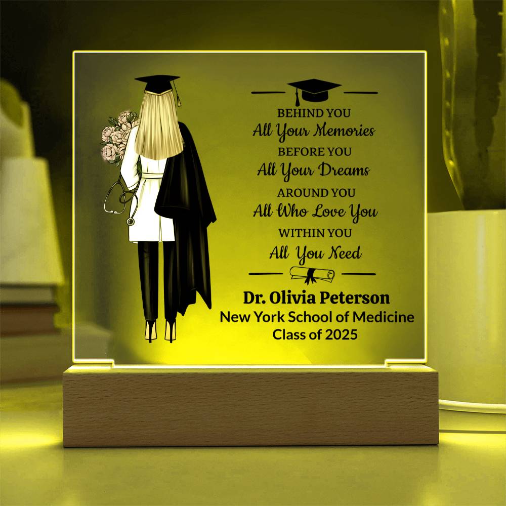 Personalized Medical School Pinning Ceremony Acrylic Plaque