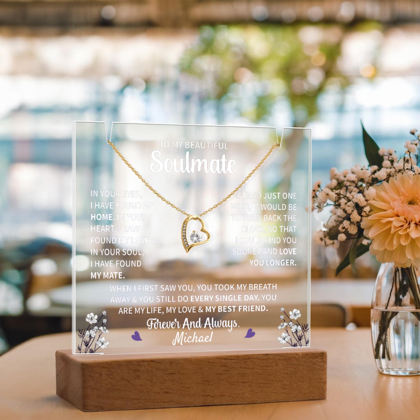 Soulmate Lighted Jewelry Holder with Necklace Gift Set-[Heartfelt Family Gift]