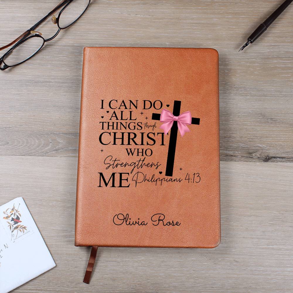 Personalized Pray Journal Bible Verse Journal, Philippians 4:13, Christian Gift for Women, Custom Name Scripture Keepsake