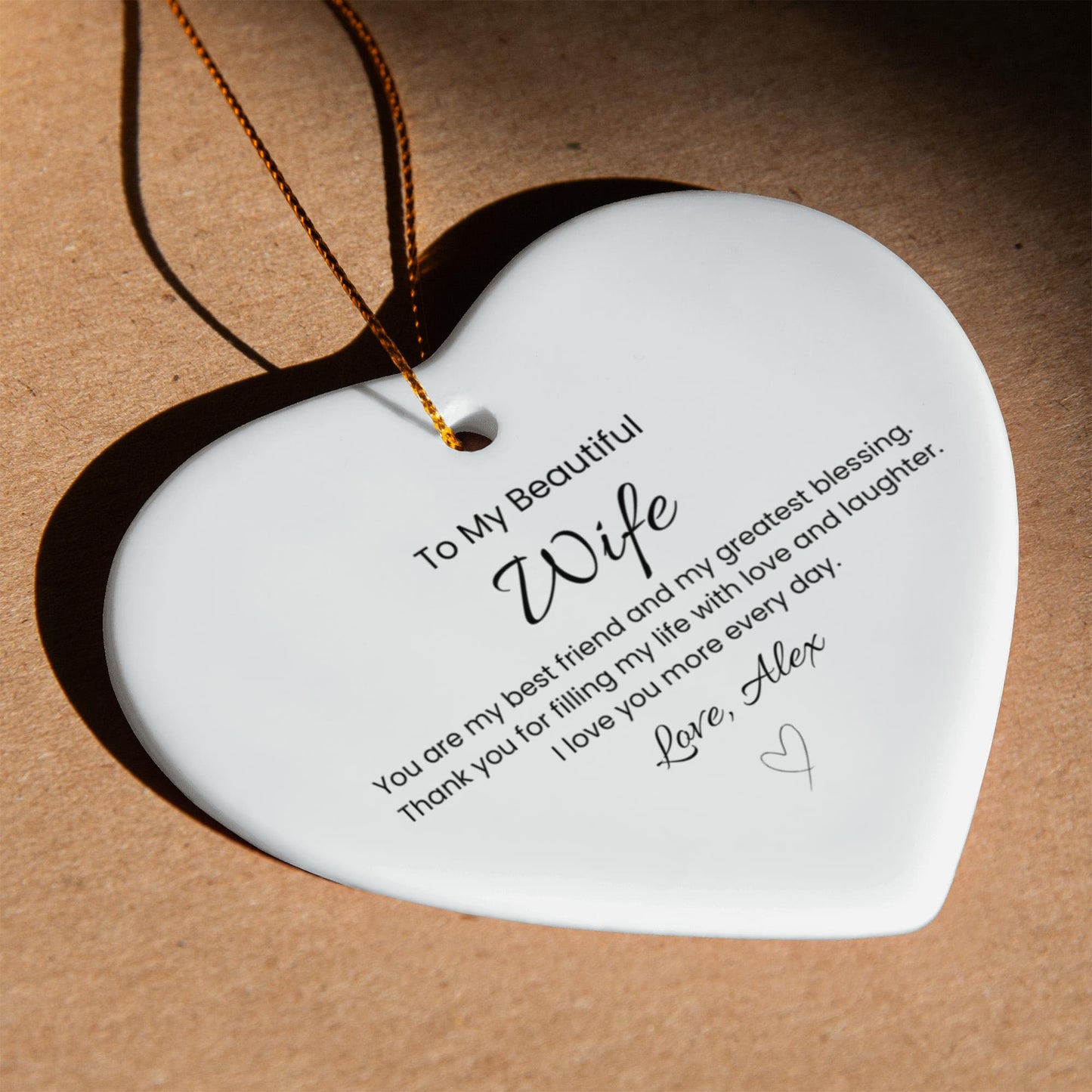 Ceramic Heart Ornament Gift for Wife