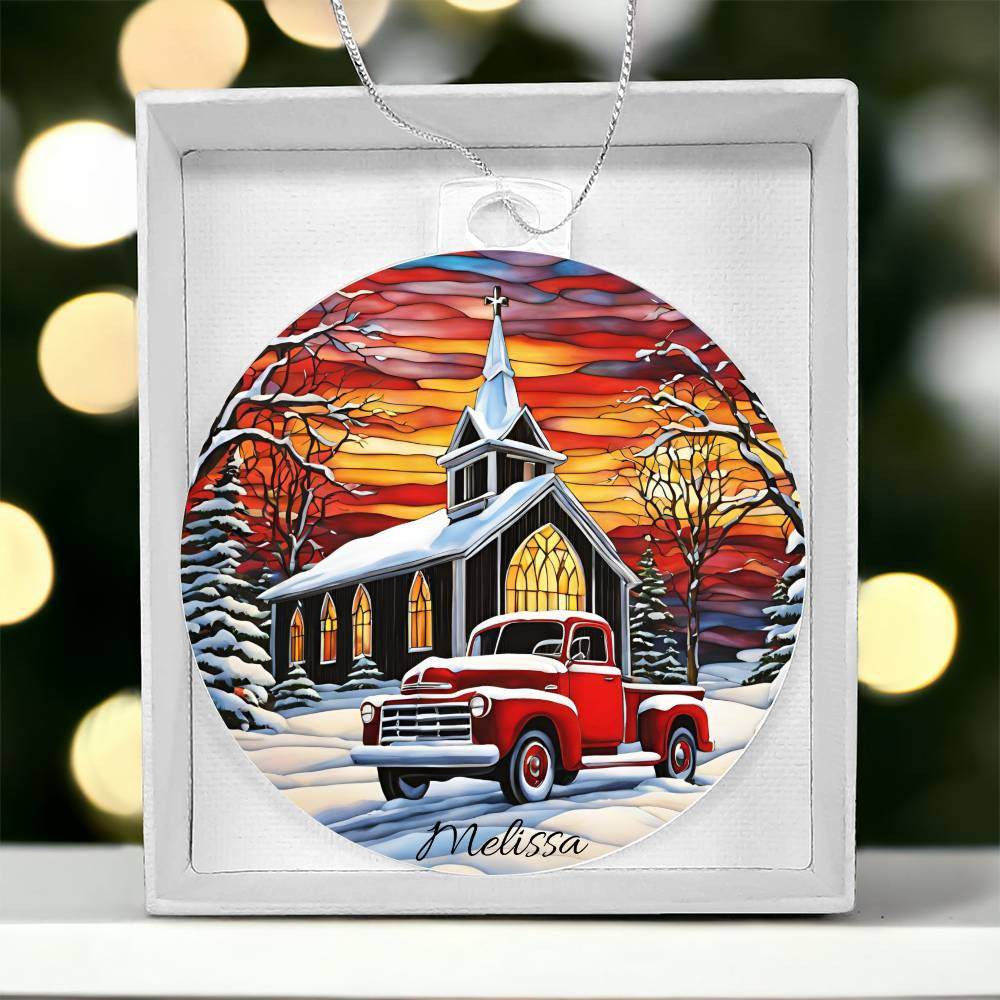 Country Christmas Red PIckup Truck Ornament-[Heartfelt Family Gift]