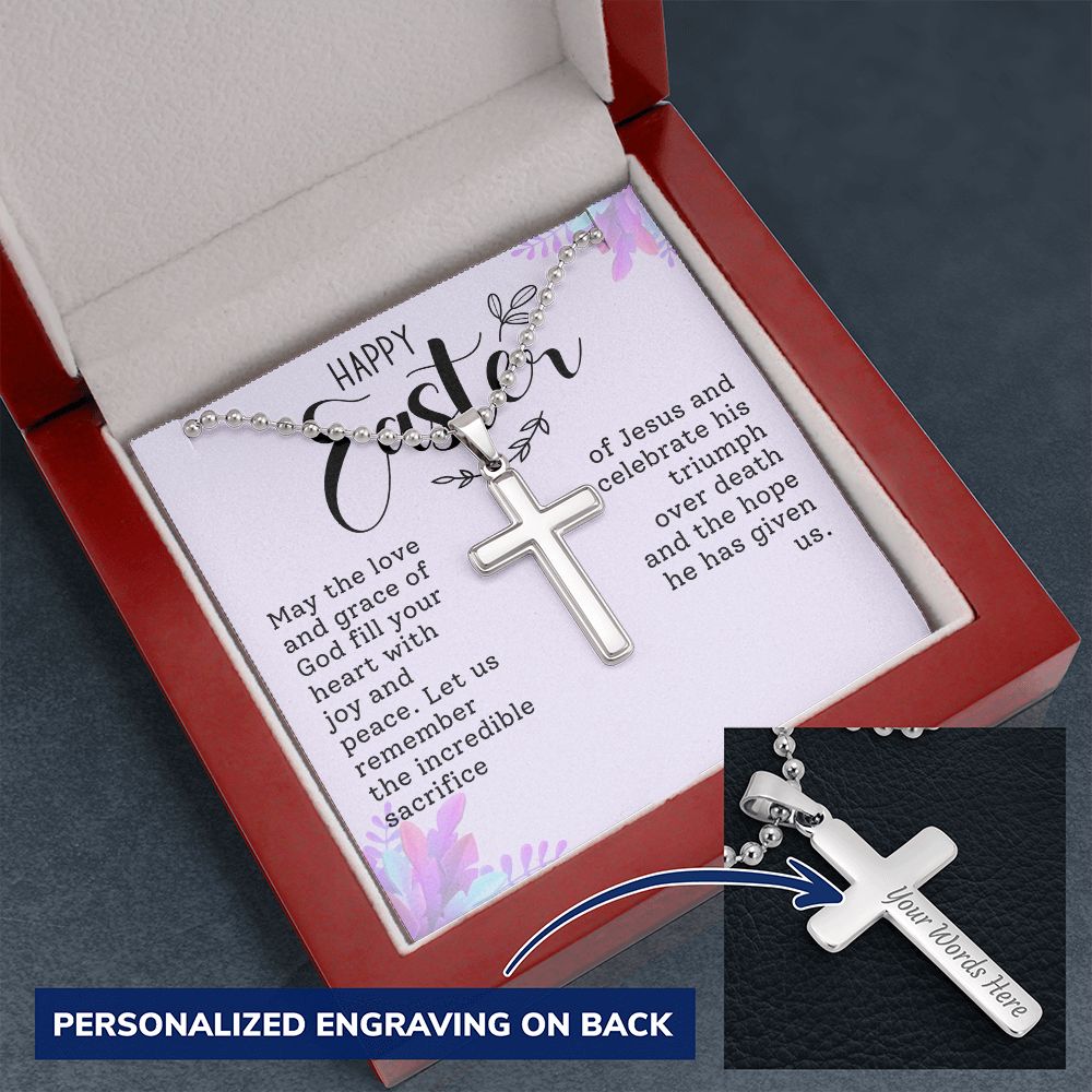 Easter Gift - Personalized Stainless Steel Cross Necklace - Engraved-[Heartfelt Family Gift]