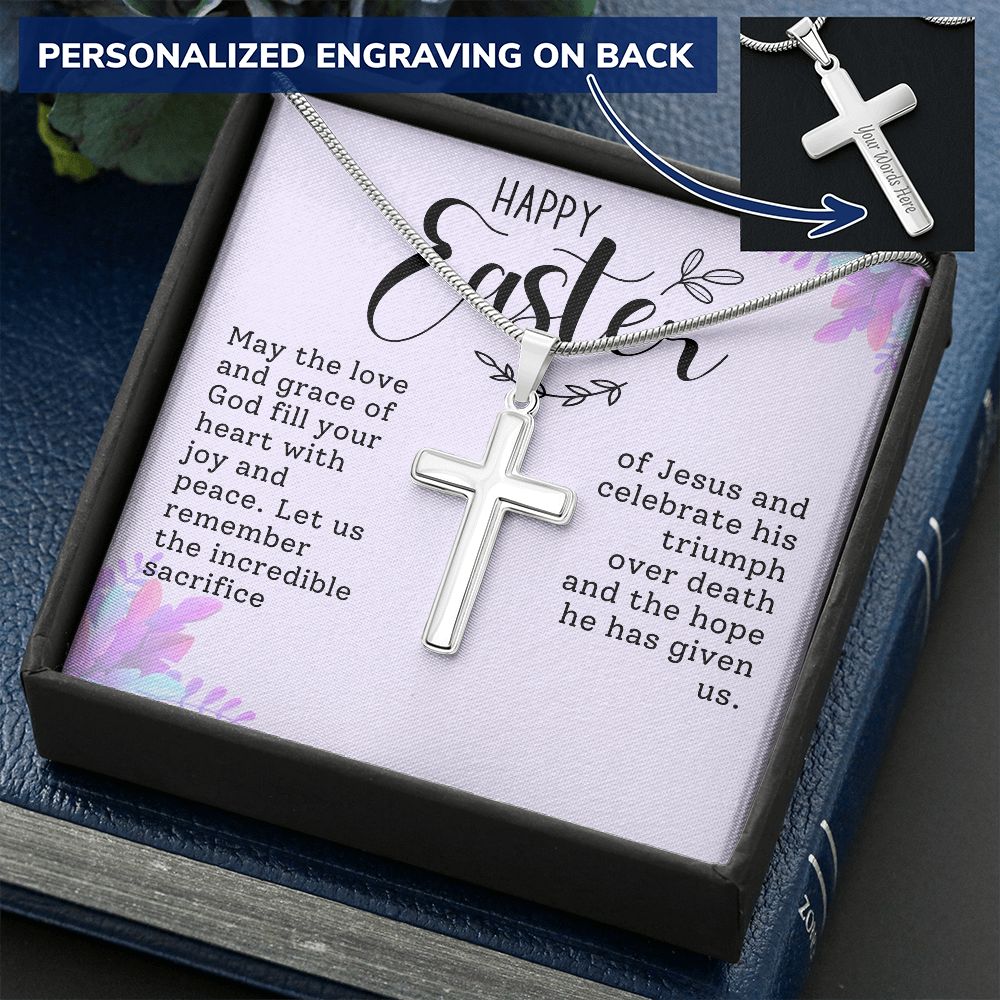 Easter Gift - Personalized Stainless Steel Cross Necklace - Engraved-[Heartfelt Family Gift]