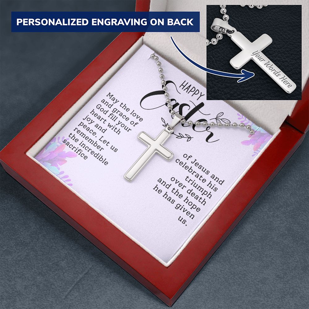 Easter Gift - Personalized Stainless Steel Cross Necklace - Engraved-[Heartfelt Family Gift]