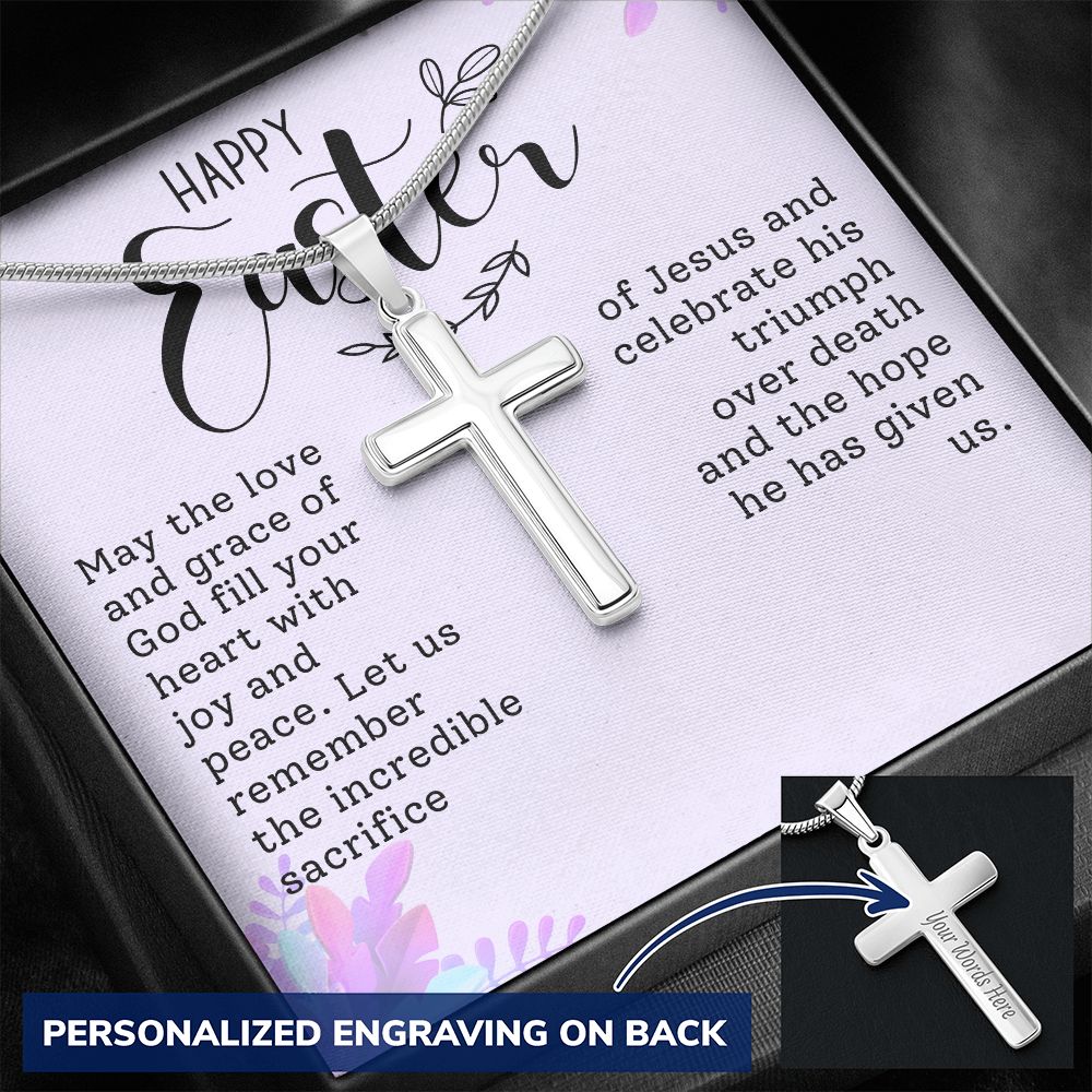 Easter Gift - Personalized Stainless Steel Cross Necklace - Engraved-[Heartfelt Family Gift]