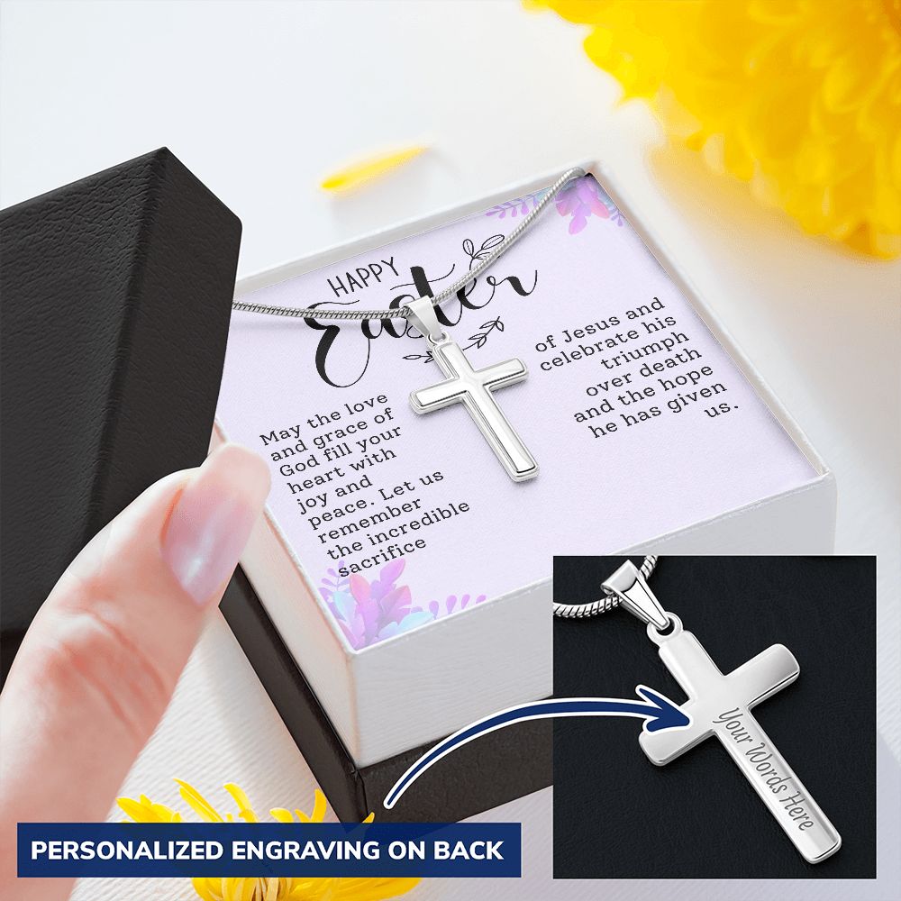 Easter Gift - Personalized Stainless Steel Cross Necklace - Engraved-[Heartfelt Family Gift]