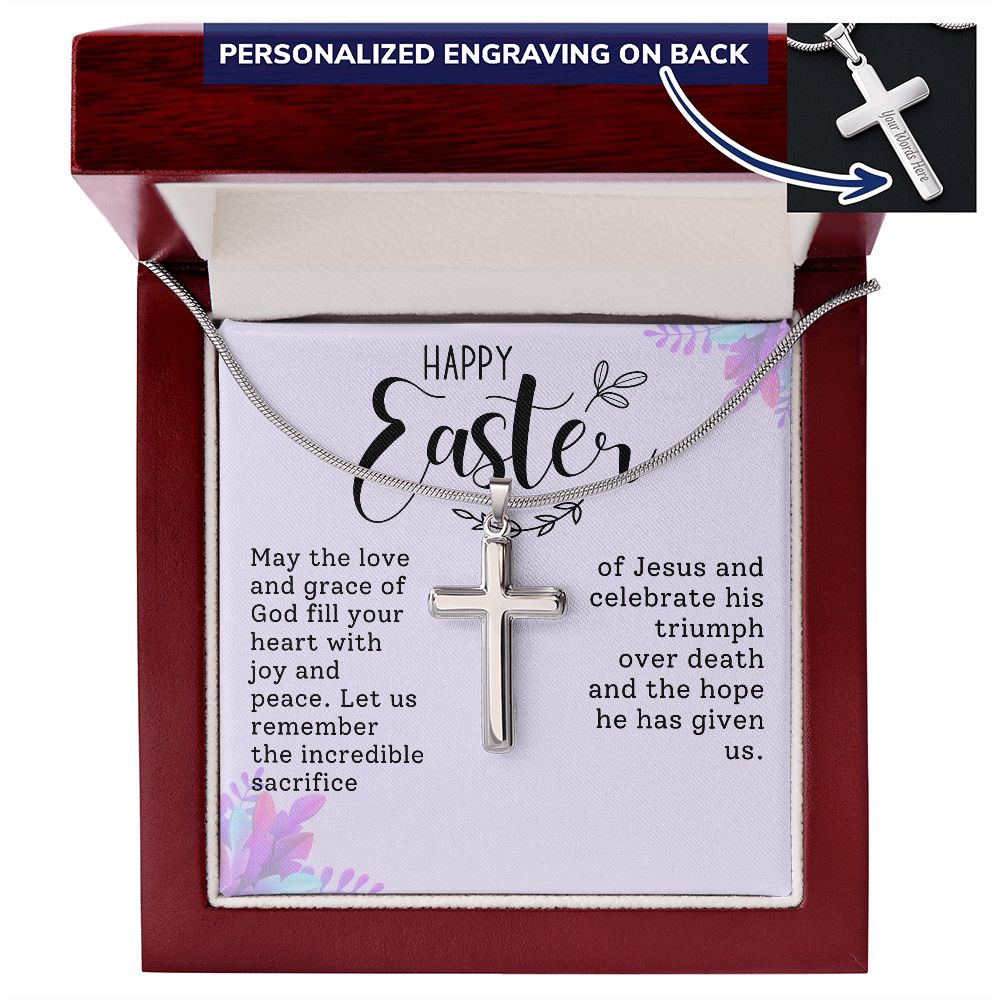 Easter Gift - Personalized Stainless Steel Cross Necklace - Engraved-[Heartfelt Family Gift]