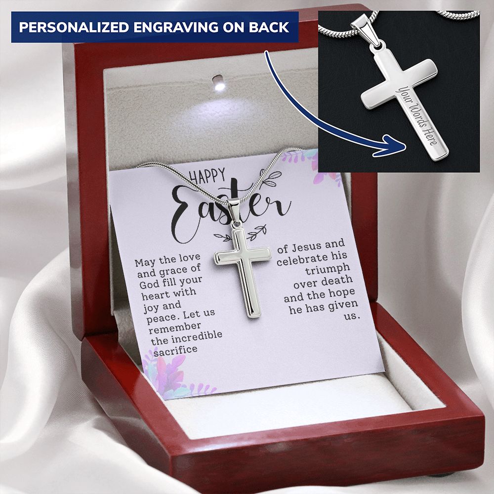 Easter Gift - Personalized Stainless Steel Cross Necklace - Engraved-[Heartfelt Family Gift]