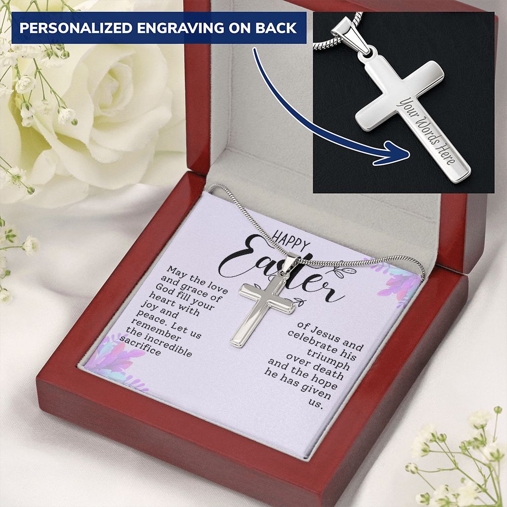 Easter Gift - Personalized Stainless Steel Cross Necklace - Engraved-[Heartfelt Family Gift]