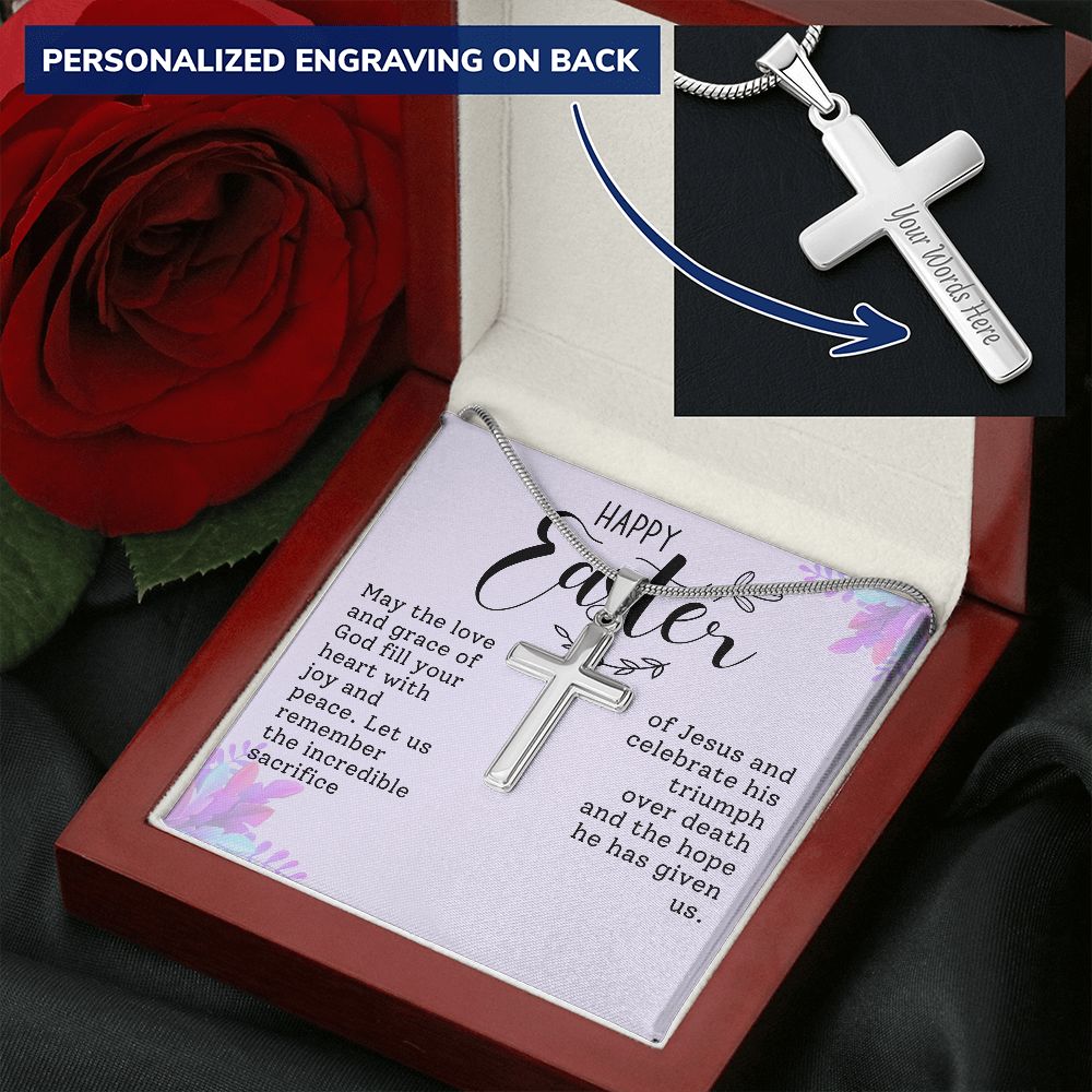 Easter Gift - Personalized Stainless Steel Cross Necklace - Engraved-[Heartfelt Family Gift]